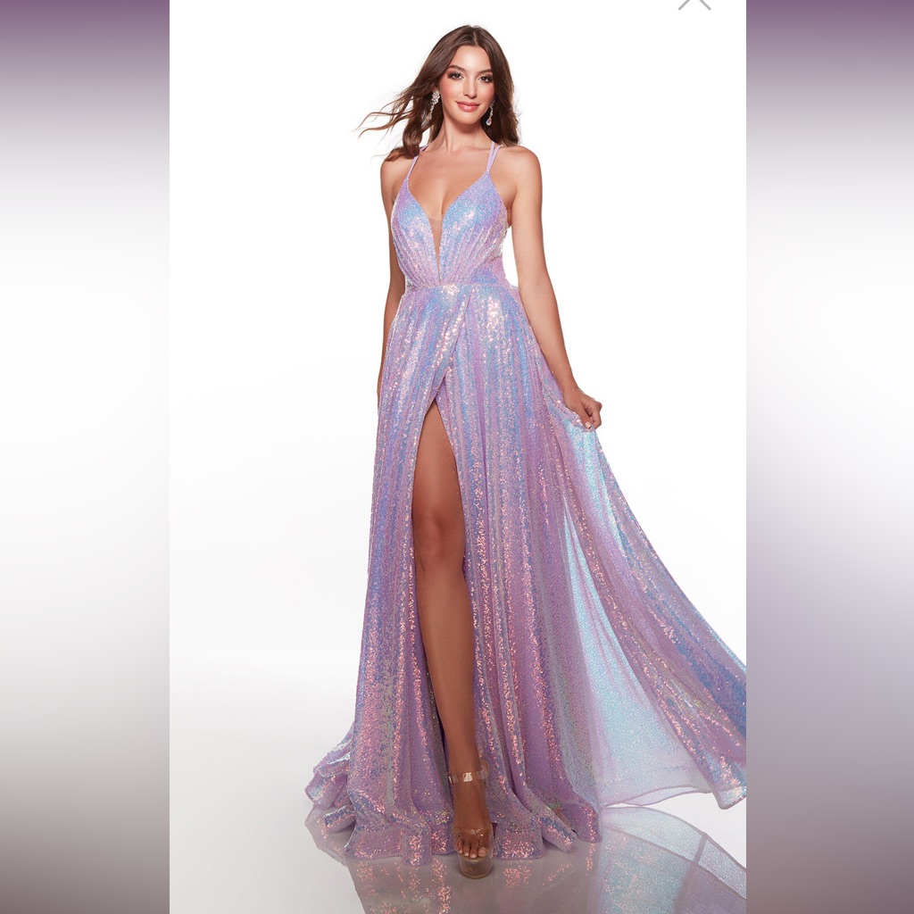 Nwt Alyce Paris High Slit Lace-Up Dress In Unicorn